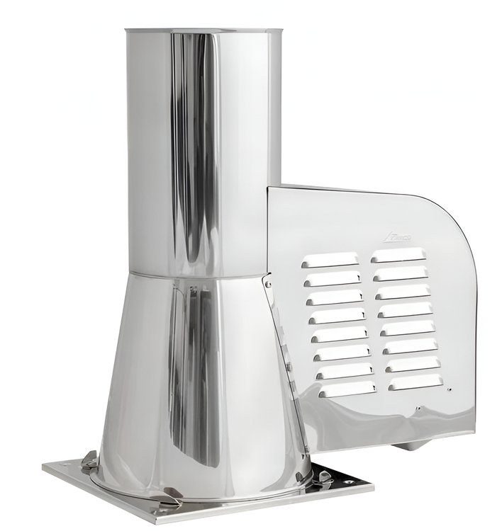 Rookgasmotor met trekregelaar voor houtstook, ø150, inox met vierkante basis